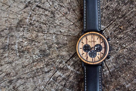 Valentine's Gift for Husband - Wooden Watch with Stripes Valentine's Gift for Husband - Wooden Watch with Stripes