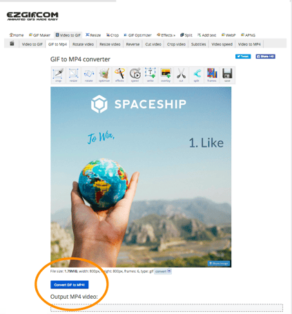 Use EzGif to convert gif to video Use EzGif to convert gif to video